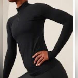Athleta Momentum Seamless Half Zip Black XS